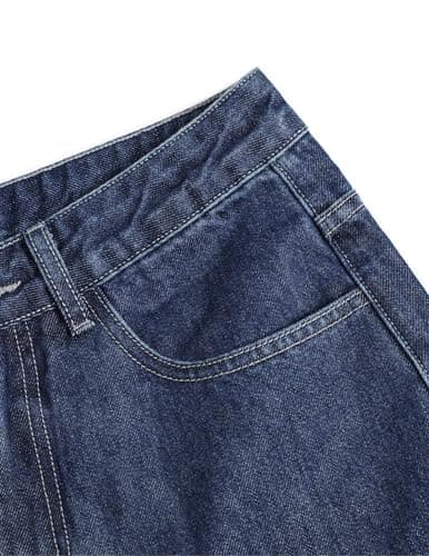 Aelfric Eden Wide Leg Jeans for Women Straight High Waisted Casual Loose Washed Y2K Baggy Boyfriend Jeans Denim Pants Dark Blue 36 - Thumbnail 6