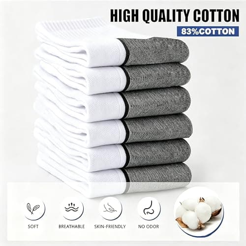 Urban Virgin Ankle Compression Quarter Cushion Socks For Men 9-12 White Athletic Reinforced Heels Breathable Socks For Men - Thumbnail 2