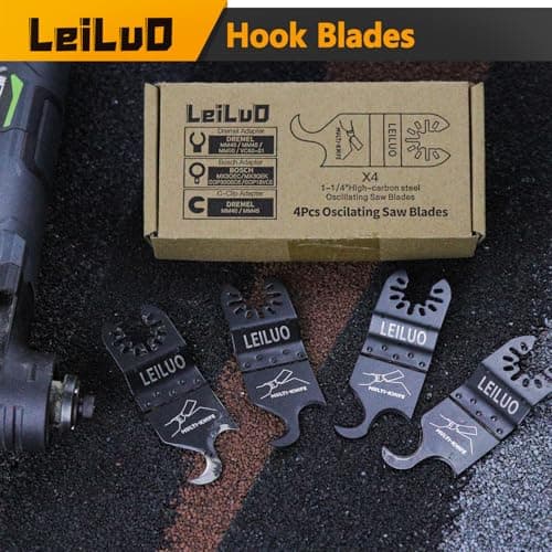 LEILUO 6 Pcs Oscillating Multi Tool Hook Knife Blades for Cutting Carpet Roofing Shingles Cardboard Soft Materials Includes Storage Bag Compatible with DeWalt Makita Ryobi Milwaukee and More - Thumbnail 3