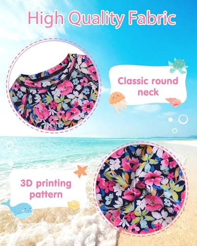XFGIRLS Girls Rash Guard Set Long Sleeve Two Piece Swimsuit with UPF 50+ Sun Protection for Girls 5T 6T - Thumbnail 4