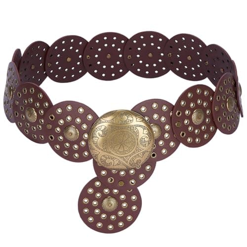 BISON SPIRIT Western Leather Belts for Women Boho Waist Belt Cowgirl Disc Belts for Dress - Image 1