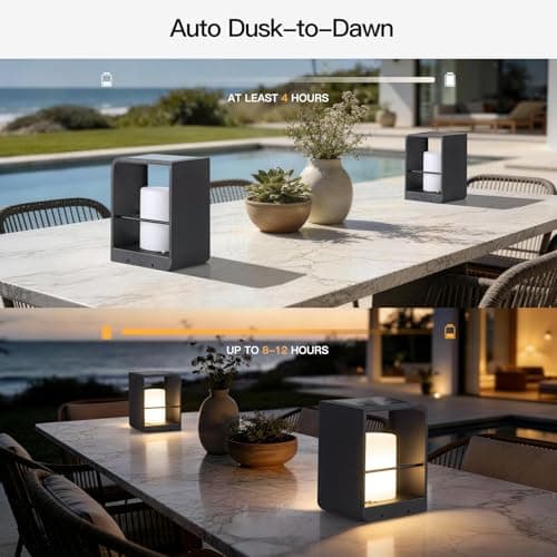 MVBT 11" Tall Solar Lanterns, 3000K LED Outdoor Table Lamp Waterproof, Modern Solar Floor Lamp, Landscape Outdoor Lights Solar Powered Lantern, Dusk to Dawn Patio Light for Yard Deck Path Garden Pool - Thumbnail 4