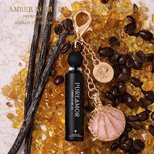 PUREAMOR Pheromone Perfume for Women, Amber Noir 2-Pack Keychain Perfume – Bold Gourmand Scent with Coffee, Vanilla & Jasmine, Long Lasting Eau de Parfum, 0.07 oz / 2 ml Each - Thumbnail 4