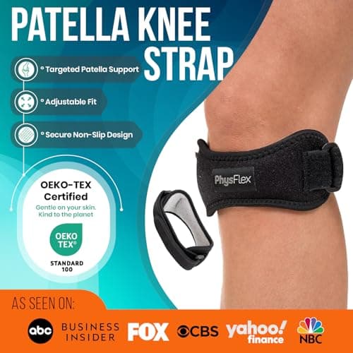 PhysFlex 2 Pack Patella Knee Brace - Knee Support and Pain Relief, Running, Hiking, Basketball, Jumpers Knee, Tendonitis, Adjustable Strap Patellar Tendon Stabilizer (Blue) - Thumbnail 2