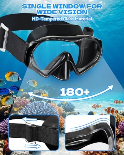 Aegend Diving Mask for Adult Youth, Anti-Fog Anti-UV Wide View Snorkel Mask for Scuba Diving Swimming Snorkeling - Thumbnail 3