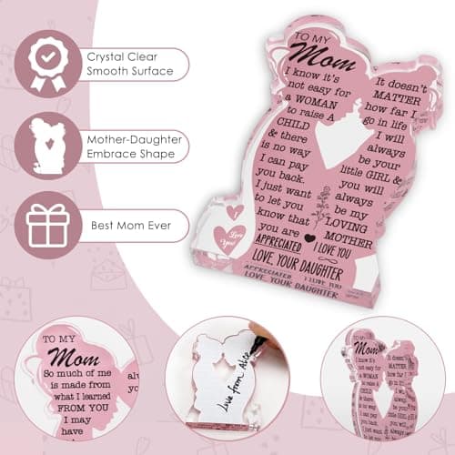 Mom Gifts Mothers Day Birthday Gifts from Daughter, Mom Birthday Gift Ideas Cool I Love Mom Best Mom Ever Gifts New Mom Single Mom Christmas 2025 Mother's Day Easter Gift Acrylic Plaque Sign - Thumbnail 2