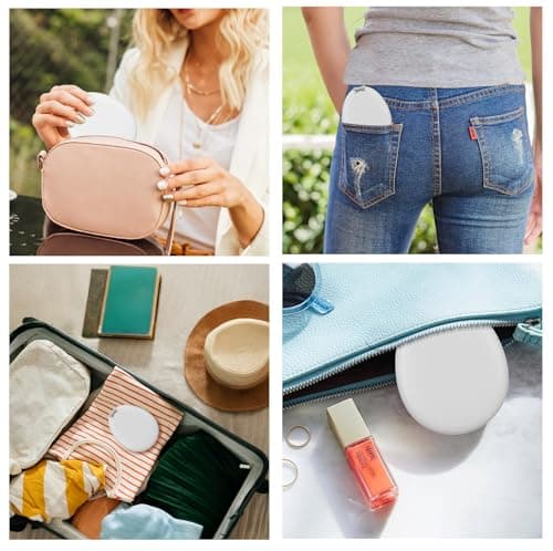 Funtoouch Travel Makeup Mirror with Light - LED Compact, Magnifying, 2-Sided, 3 Color Lights, Cosmetic Mirror, Small Enough for Purse - Thumbnail 6