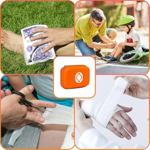 276PCS Mini Car First Aid Kit Travel Size for Business Trips, Compact First Aid Emergencies Kit Supplies for Rv Hiking Rode Trips Home Essentials, Orange AMORNING - Thumbnail 4