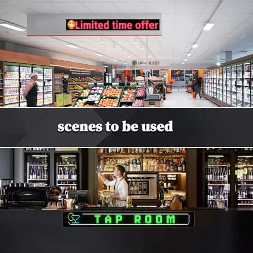 Large Programmable Indoor Windows LED Signs, P10 Resolution LED Sign,Bluetooth APP, for Cars Business Bars Gaming Rooms Restaurants Festivals (77"x 8") - Thumbnail 2