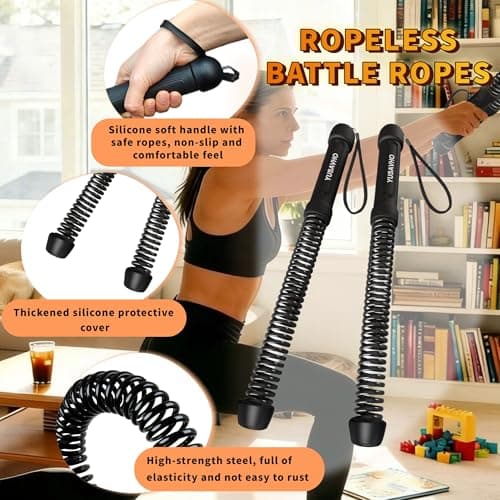 Ropeless Battle Ropes for Home Gym-Portable Cordless Training Rope Fitness Equipment for Men & Women,Weighted Workout Ropes for HIIT,Versatile Exercise Equipment for Home and Travel(Pink) - Thumbnail 3