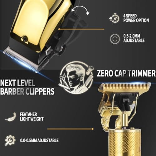 hair clippers for man with an LED display, a 4-piece cordless grooming set that includes hair clippers, T-shaped trimmer,double-layer foil razor, and a nose hair trimmer—a complete home grooming set - Thumbnail 6