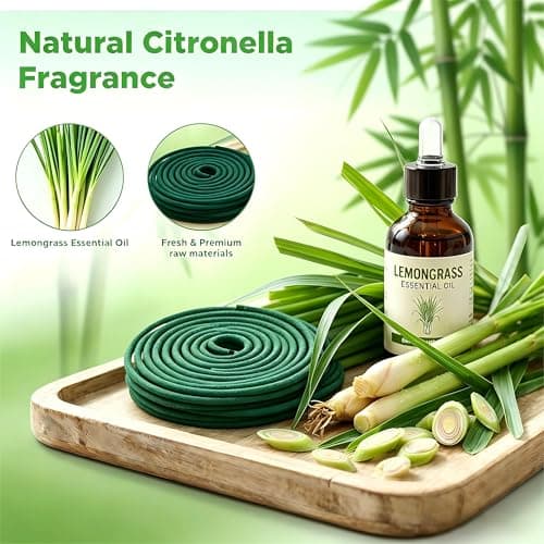 FIRIK Citronella Coils, 48 Pack Citronella Incense Coil with 2 Holders, Natural Lemongrass Fagrance, for Indoor and Summer Outdoor Patio Camping Trip Garden Gathering - Thumbnail 2
