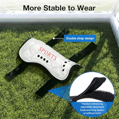 2 Pairs Soccer Shin Guards for Toddler Kids Youth, Soccer Shin Pads with Adjustable Double Strap for 3-14 Years Old Boys Girls Child Teens - Thumbnail 3