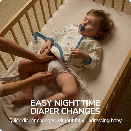 Baby Sleep Sack 3–6 Months, Cotton Sleep Sack with Detachable Long Sleeves, 1.0 TOG Wearable Blanket for Cooler Nights, 2-Way Zipper Toddler Sleeping Sack with Temperature Strip, Dinosaur - Thumbnail 4
