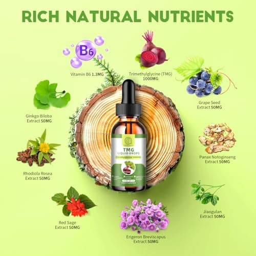 TMG Supplements 1000MG - Trimethylglycine Liquid Drops, Betaine High Absorption, Supports Methylation, Liver Wellness & Cognitive, Non-GMO, Vegan, Blood Orange Flavor, 2 Fl.Oz (1 Pack) - Thumbnail 3