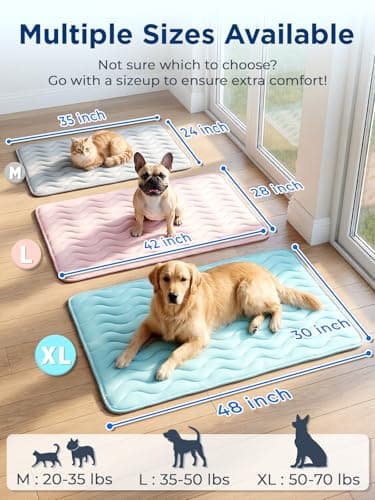 Dog Cooling Mat for Large Dogs, 42"x28" Breathable Self Cooling Crate Mat for Dogs & Cats, QMAX>0.5 Portable Washable Pet Cooling Mat for Dog Bed Thickened Cool Fiber Indoor/Outdoor Summer,Pink - Thumbnail 6