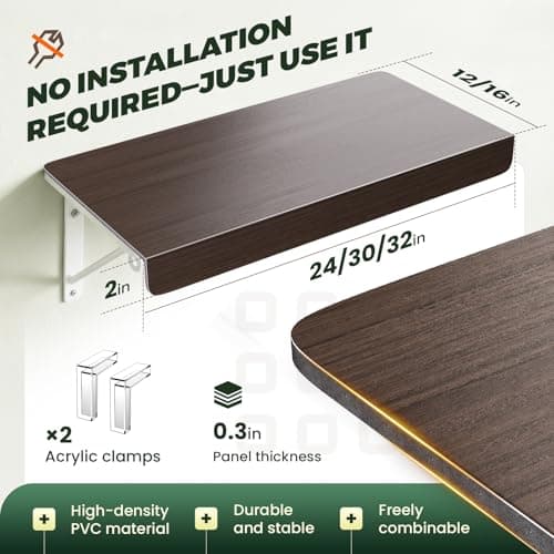 5 Pack Wire Shelf Covers for Pantry, Closet & Kitchen - Waterproof PVC Wire Rack Covers Shelves with Wood Grain Finish - Metal Shelf Liner with Acrylic Clips for Stability - Thumbnail 2