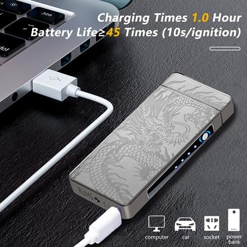 TIKIUKI Dragon Lighter Electric Lighters Rechargeable Windproof Flameless Plasma Arc Lighter Luxury Metal Cool Lighters,lighters for Candle,Incense Stick - Thumbnail 4