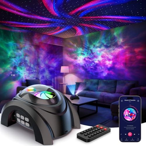 Rossetta Dual Lens Galaxy Projector, Star Projector for Bedroom with 58 Light Effects, Night Light Projector with White Noise & Bluetooth Speaker, Remote Timer, Room Decor Gift for Kids Adults Teens - Image 1