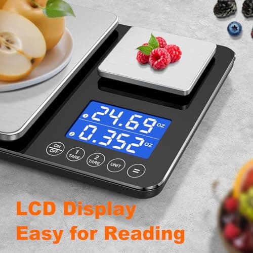 KUAIVO 0.001oz/33lbs Dual Platform Food Kitchen Scales Digital Weight Grams and Ounces, Two Precisions Kitchen Scale for Sourdough Bread, Baking and Cooking with 7 Units Tare, Accumulation Functions - Thumbnail 5