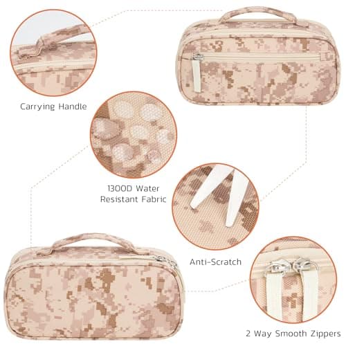 ECHSRT Tactical Pencil Case for Boy, Extra Large Capacity Camo Pencil Pouch for Men Adults, 3 Compartment Zipper Pen Case, Small Tool Bag Organizer for School Office Travel - Camo Brown - Thumbnail 3