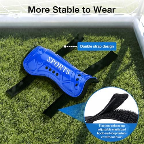 2 Pairs Soccer Shin Guards for Toddler Kids Youth, Soccer Shin Pads with Adjustable Double Strap for 3-14 Years Old Boys Girls Child Teens - Thumbnail 3