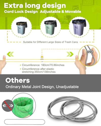 Large Rubber Bands for Trash Can Fits up 40-96 Gallon Extra Large Trash Can Rubber Bands Garbage Can Bands Outdoor Trash Bag Holder Multifunction Bands Buckles of common metal for Picnic Camping Party - Thumbnail 2
