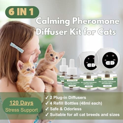AutumnNest Cat Calming Pheromones Diffuser Kit with Timer – 2 Plug-Ins + 4 Refills (48ml) – 4-Level Timing – Stress Relief for Cats – Helps with Hiding, Scratching, Urine Marking, Travel, Vet Visits - Thumbnail 4