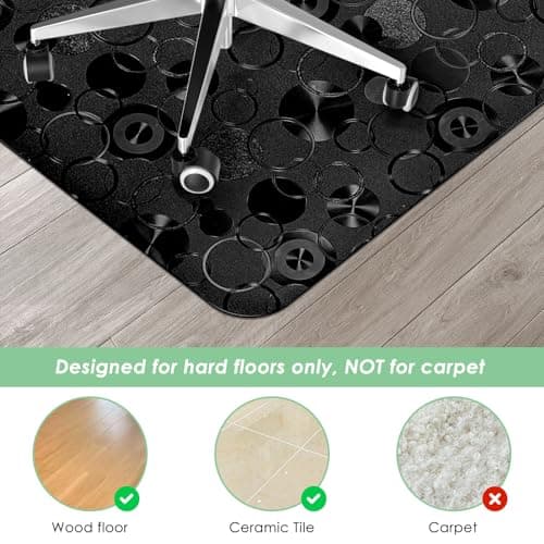 Vicwe Office Chair Mat for Hardwood Floor,51" x 63" Large Office Chair Mats, Anti-Slip Computer Chair Mat for Gaming Rolling Chair, Desk Chair Mat for Home, Office (Black) - Thumbnail 3