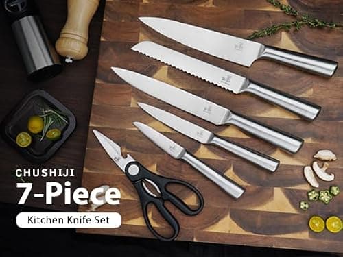 Knife Set, 6-Piece Kitchen Knife Set with Block, High Carbon Stainless Steel Ultra Sharp Kitchen Knives,Women-Friendly, Dishwasher Safe Knife Block Set,Housewarming Gift - Thumbnail 4