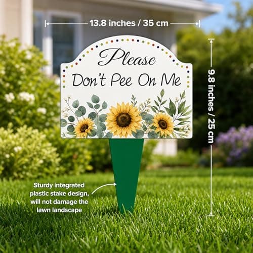 2 Pcs Sunflower No Dog Peeing Sign for Yard, 9.8x13.8" Inch Please Don't Pee on Me Yard Sign with Stakes, Aesthetic Corrugated No Dog Urine Signage, Decorative Curb Your Dog Signs for Lawn - Thumbnail 2