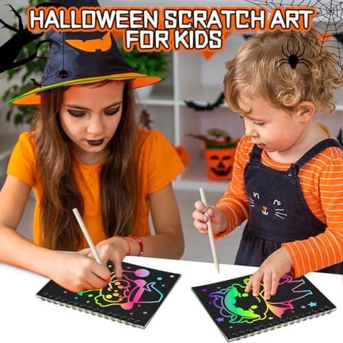 Halloween Party Favors for Kids Bulk: 24 Pack Rainbow Scratch Art Notebook Bulk Scratch Art Party Favors Girls Boys Birthday Party Favors Classroom Prizes Gifts - Thumbnail 6