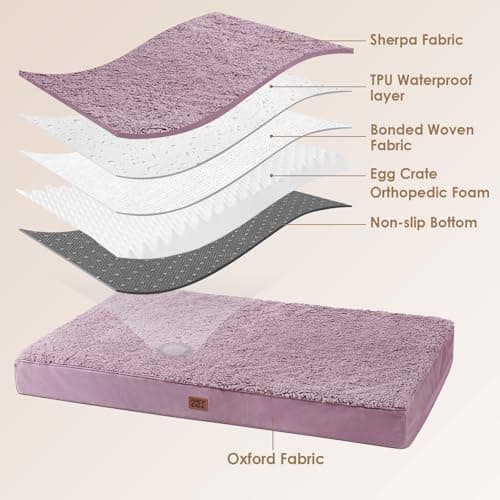 EHEYCIGA Orthopedic XL Dog Beds for Extra Large Dogs with Removable Washable Cover, Fog Purple, 44x32 - Thumbnail 4