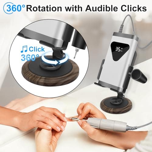 Diesisa Nail Drill Machine Holder - Nail Drill Holder Stand - 360° Rotatable - With Pen Holder - Portable Acrylic Nail Tools - Professional Manicure Tool Organizer for Nail Salon & Home Use - Brown - Thumbnail 3