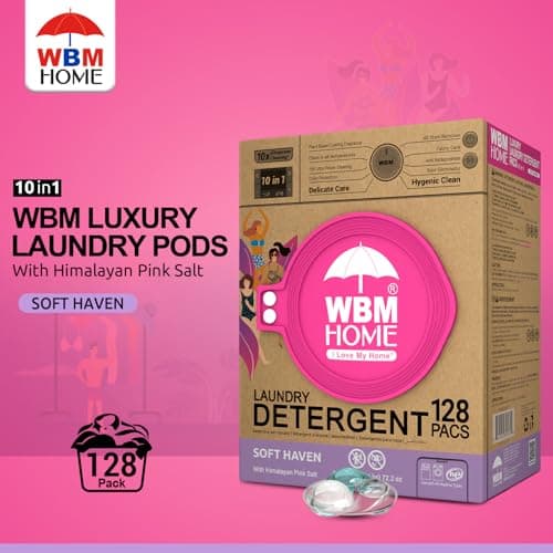 WBM Home Laundry Pods, Total 128 Count | Specially Designed for Undergarments With Soft Heaven Fragrance | Laundry Detergent Pods Formulated With Plant-Based Formula and Gentle Stain Remover - Thumbnail 3