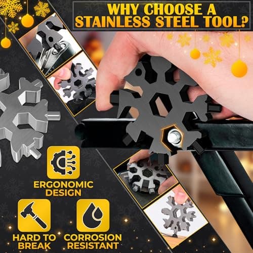 18 in 1 Snowflake Multi Tool Set of 3 – Compact and Portable Stainless Steel Snowflake Multitool Keychain Screwdriver | Keychain Bottle Opener for Men | Universal Use for Travel, Home and Work - Thumbnail 3