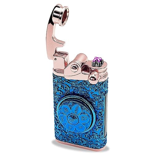 TIKIUKI Plasma Lighter Windproof Flameless Arc Lighter with Rocker Decompression USB Rechargeable Lighters with Battery Indication (Blue) - Image 1
