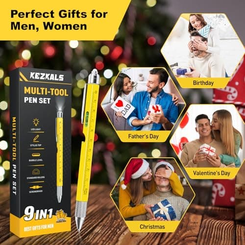 KEZKALS Easter Gifts for Men, 9 in 1 Multitool Pen, Easter Basket Stuffers, Anniversary Birthday Gifts for Men Who Have Everything, Mens Gifts for Dad Him Husband, Father's Day Gifts, Gadgets Tools - Thumbnail 2