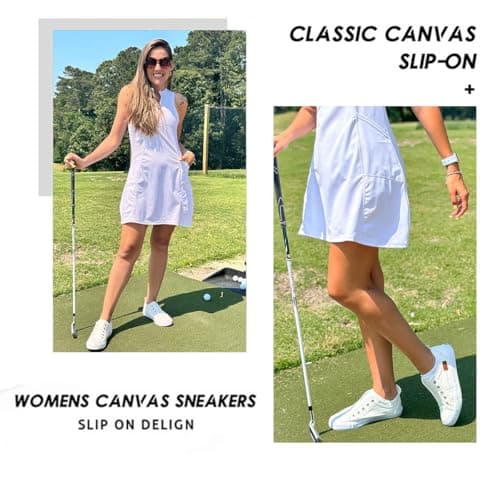 JENN ARDOR Womens Fall Slip On Fashion Sneakers No Laces Comfortable Casual Low Canvas Sneakers Flats Walking Shoes - Thumbnail 3