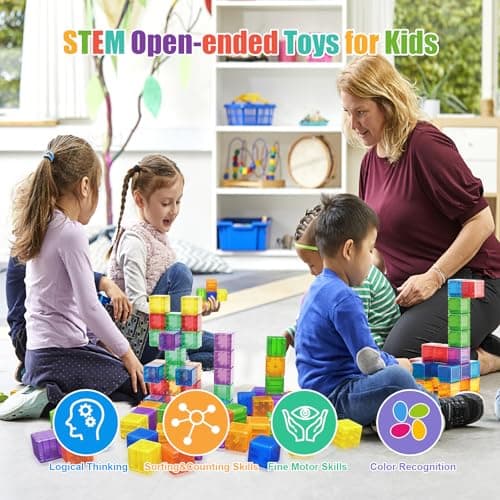 48PCS Magnetic Blocks - 1.38 inch Building Blocks for Toddlers, STEM Building Toy for Kids, Montessori Toys for 3 4 5 6+ Year Old, Magnet Sensory Travel Toys Christmas Birthday Gifts for Boys Girls - Thumbnail 5