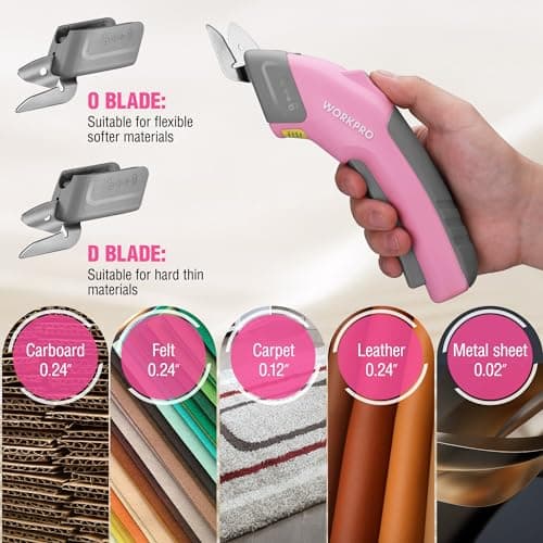 WORKPRO 4V Cordless Electric Scissors With 2 blades, Fabric, Leather, Carpet and Cardboard Cutter, 2000mAh Rechargeable Powerful shears with Storage Case - Thumbnail 5