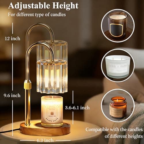 Lukasa Candle Warmer Lamp, with Timer Dimmer Adjustable Height, Home Decor, Room Decor, Wax Melt Warmer for Candles, Gifts for Mom, Mothers Day Gifts, Birthday Gifts for Women - Thumbnail 4