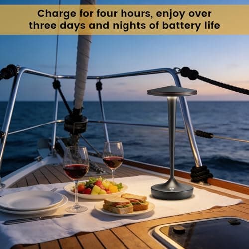 JALVDE Cordless Lamp Rechargeable LED Table Light,48Hrs Battery Operated Table Lamp,Potable Lamp with Stepless Dimming and Waterproof Lamp for Kitchen,Dining,Shower,Outdoor Patio,Camping (2Pblack) - Thumbnail 5
