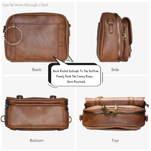 buyborgood Women‘s Anti Theft RFID Blocking Small Vegan Leather Crossbody Bag Travel Purse With Built In Wallet Messenger Bag, Vintage Light Brown - Thumbnail 3