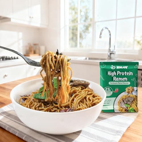KONJOY High Protein Ramen (23g), Plant-Based Vegan Ramen Noodles with Sichuan Mala Sauce, Non-GMO, Non-Fried, Low Fat, High-Protein Healthy Meal – 5 Pack - Thumbnail 5