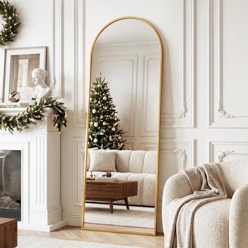 Novlux Full Length Mirror, 58" x 21" Arched Full Body Mirror Large Standing Floor Mirrors, Mirrors for Bedroom, Bathroom, Living Room Standing or Wall Leaning, Gold
