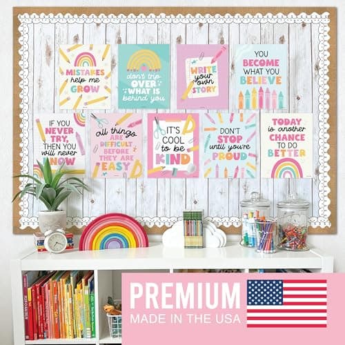 Hadley Designs Motivational Poster for Classroom Decor - 9 Growth Mindset Classroom Posters Elementary, Inspirational Wall Decor Middle School, Teacher Must Haves, Pastel Bulletin Board Decorations - Thumbnail 3