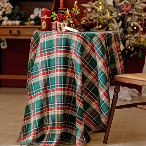 UWWGKK Wipeable Gingham Tablecloth, Green Red Grid Tablecloths Rectangular Durable, Table Cloth for Birthday Decorations, Home Dining Party - Thumbnail 5