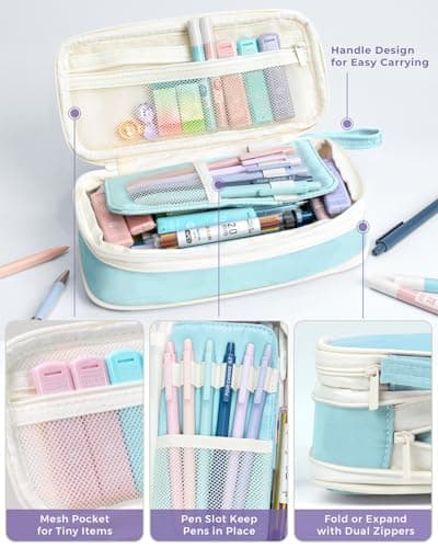 Four Candies 36PCS Aesthetic School Supplies, Mechanical Pencil Set 0.5mm, 0.7mm, 0.9mm & 2.0mm with 624 Lead Refills, Back to School Supplies for Writing & Drawing, Ideal Stationary Set Gift (Blue) - Thumbnail 3