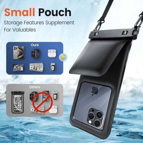 Bersiler Floating Waterproof Phone Pouch 2 Pack, IPX8 Waterproof Phone Case with Double Space, Beach Cruise Vocation Essentials, Underwater Cell Phone Dry Bag for iPhone 17 16 15 Galaxy S26 Ultra - Thumbnail 3
